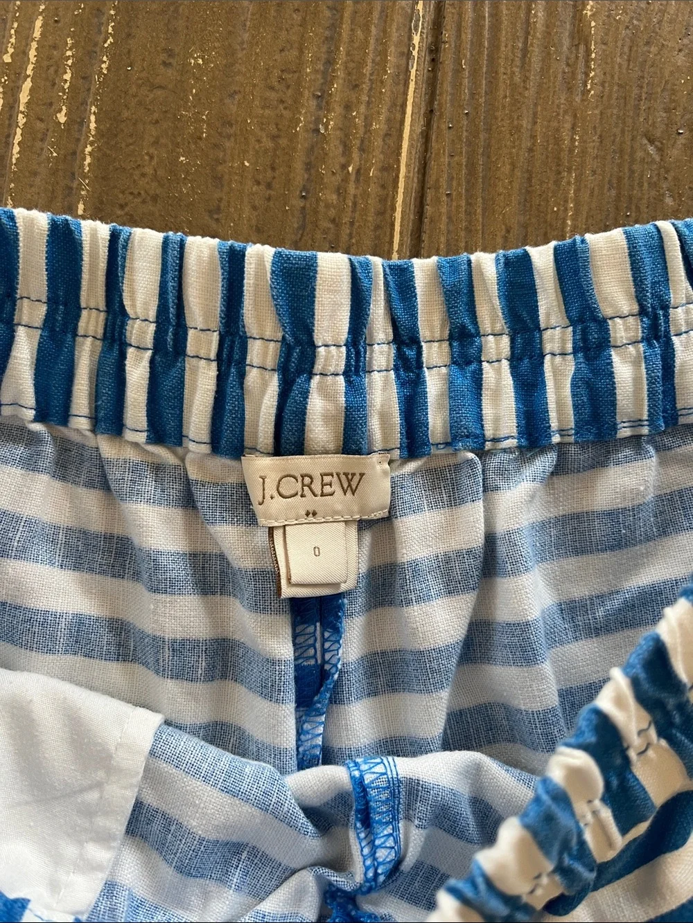 J.Crew Blue & White Striped Linen & Cotton Blend Shorts